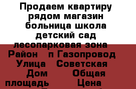 Продаем квартиру,рядом магазин,больница,школа,детский сад,лесопарковая зона. › Район ­ п.Газопровод › Улица ­ Советская › Дом ­ 7 › Общая площадь ­ 30 › Цена ­ 1 100 000 - Липецкая обл., Елецкий р-н, Газопровод п. Недвижимость » Квартиры продажа   . Липецкая обл.